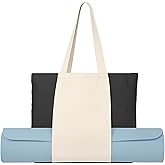 Jacob Bicerri Large Canvas Yoga Tote Bag with Yoga Mats Bags Carrier Dark Gray Eco Friendly Cotton Shoulder Bag for Pilates, Gym, Beach, Groceries & Travel YG14