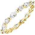 PAVOI 14K Gold Plated Rings Cubic Zirconia Love - 2.5mm Stackable Rings for Women