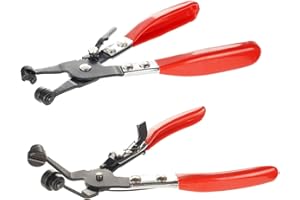 CYEAH 2PCS Hose Clamp Pliers Automotive, Flat and 45° Angled Flat Band Hose Clamp Plier for Hose Installations of Low Radiators Ring Type or Flat Band Hose Clamps and Hose Removal Tool