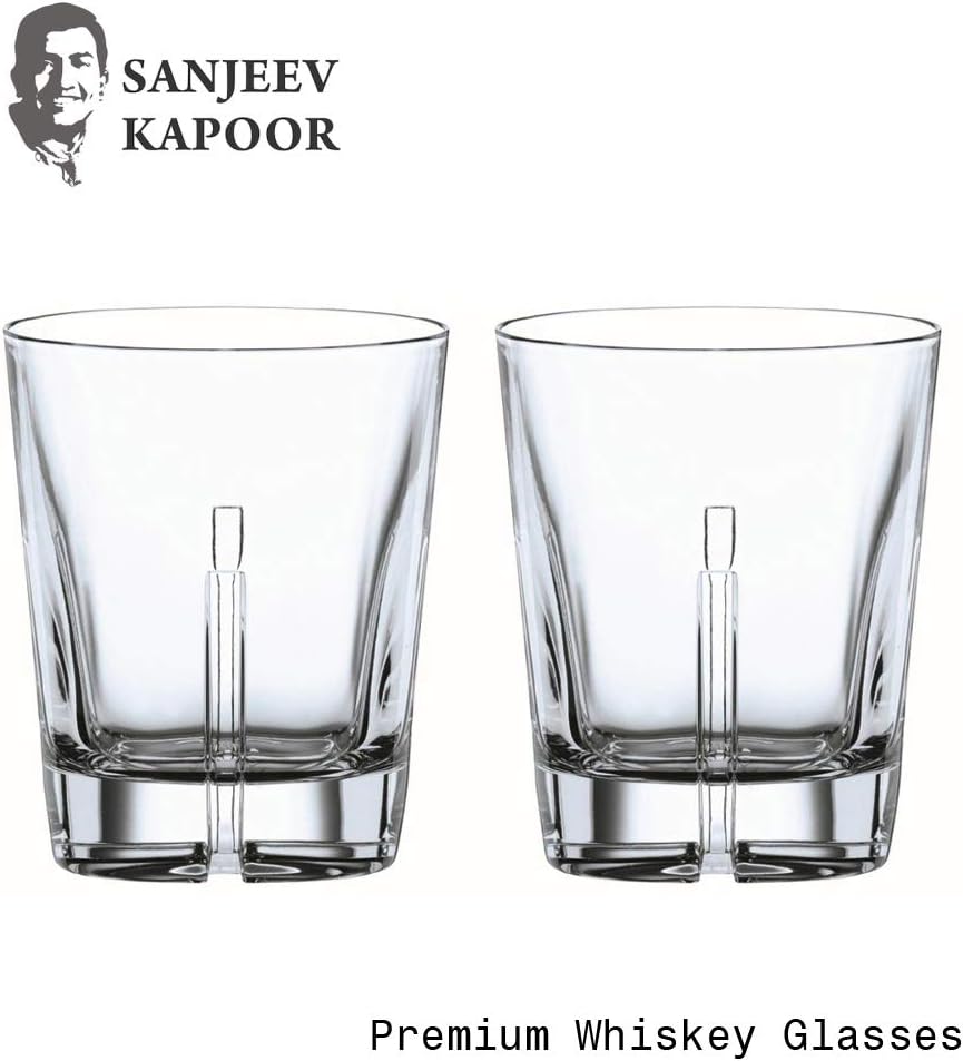 SK glass Sanjeev Kapoor Iris Wiskey Glasss, 325 ml, Transparent, Set of 2