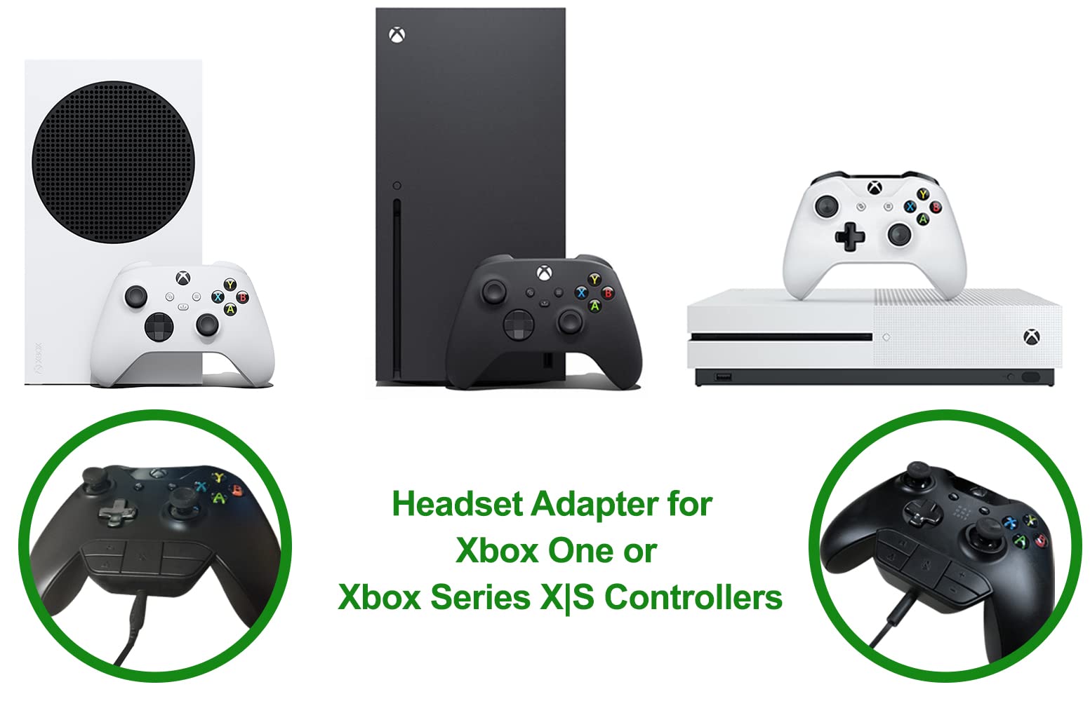 Stereo Headset Adapter for Xbox One/One S/Elite 1&2/for Xbox Series X|S Controllers, Mic Headphone Adapter for Xbox One Controller, Audio Kit for Xbox Series S|X X One