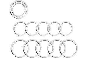 LESSMON Key Rings for Keychain, Car Keys, Dog Tag Ring, Crafts, Silver, 12Pics