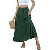 YSYOKOW High Waisted Maxi Skirts for Women Casual Summer Long Skirt with Pockets Boho Flowy A-Line Skirts