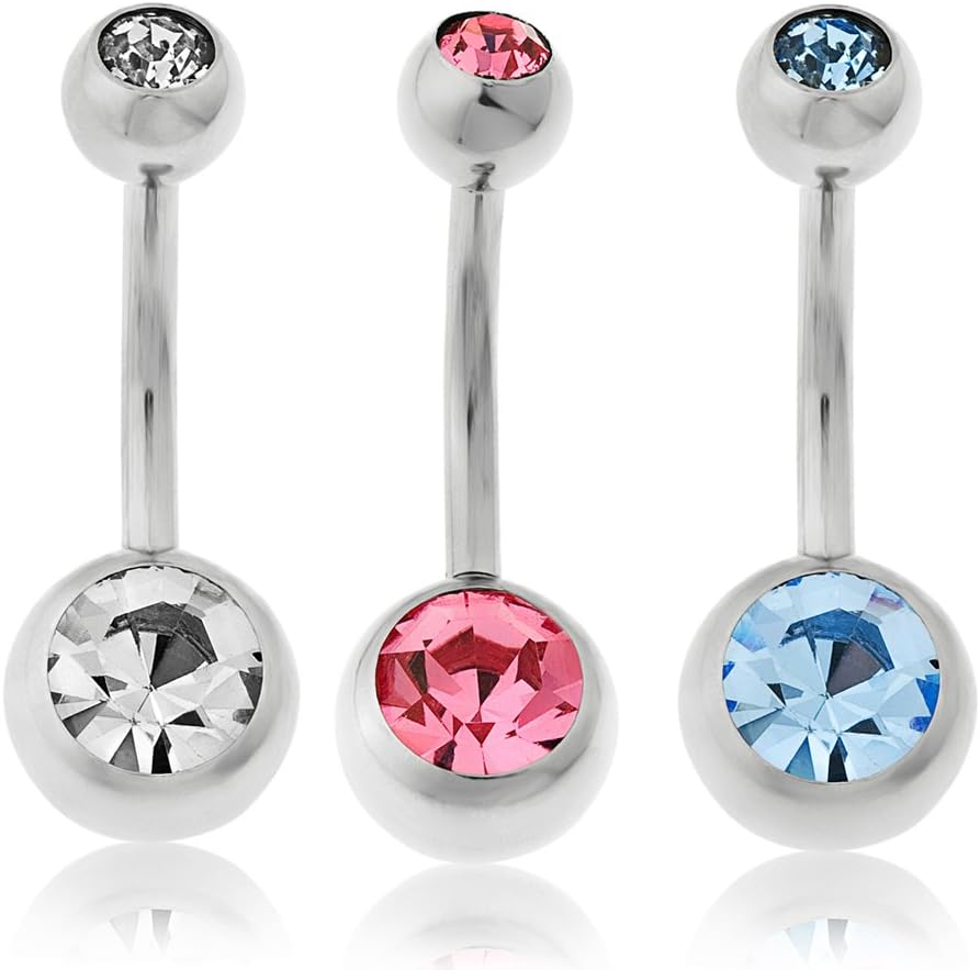 Izmit Stainless Steel Cubic Zirconia and Crystal Set of Body Bars
