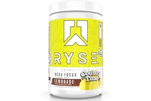 RYSE UP SUPPLEMENTS RYSE BCAA Focus Powder - Country Time Lemonade - BCAA Supplement with Electrolytes, Natural Caffeine & Cognizin Supports for Hydration, Recovery, Energy, and Focus for Men & Women - 30 Servings