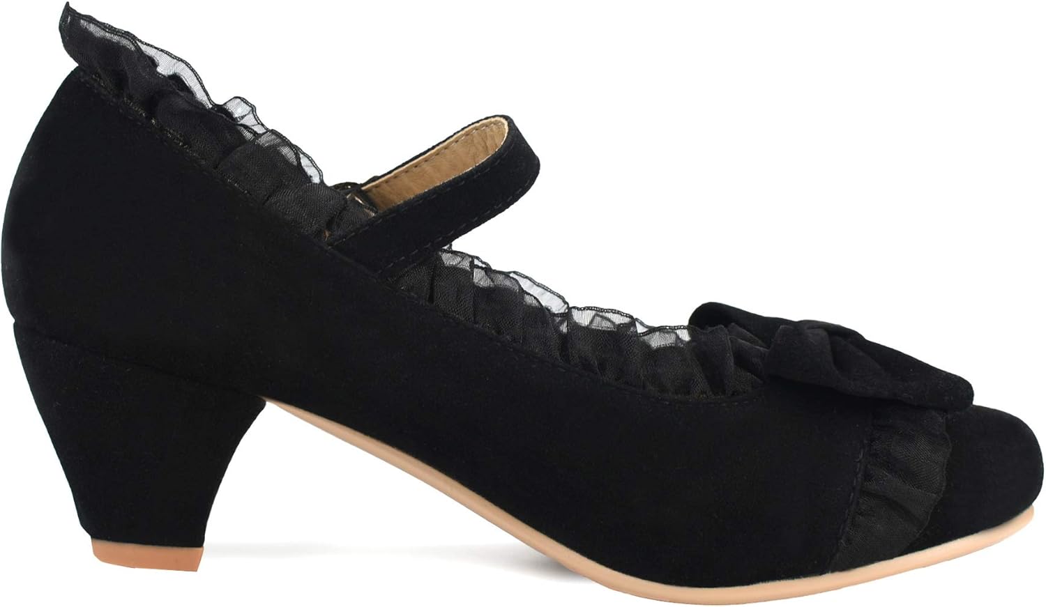  | 100FIXEO Woman's Low Heel Lolita Shoes Cute Lace Bow Mary Jane Pumps | Pumps