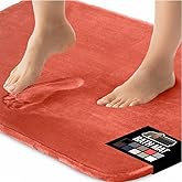 GORILLA GRIP Memory Foam Bath Mat, Soft Absorbent Velvet Bathroom Mats, Durable Dots on Underside, Machine Washable Bathmat, Carpet Rug Room Decor for Shower Tub Floor RV, 24x17 Rugs, Coral
