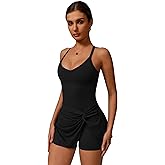 ABOCIW Women Tennis Dress with Built-in Bra and Shorts V Neck Twist Front Athletic Dress Backless Workout Golf Dresses