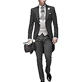 FIXRIMCH Three Pieces Tailored Bridegroom Black Morning Suit Wedding Tuxedo for Men Groomwear Slim Blazer Vest Pants Sets