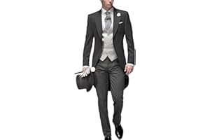 FIXRIMCH Three Pieces Tailored Bridegroom Black Morning Suit Wedding Tuxedo for Men Groomwear Slim Blazer Vest Pants Sets