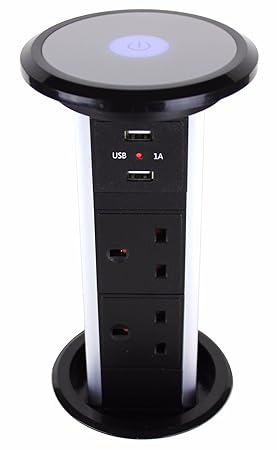 Motorised Pop Up Electrical Plug Socket Kitchen Worktop Desk