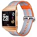 Fitbit Ionic Bands Nylon for Women Men, hooroor Woven Nylon Replacement Sport Wrist Band Strap with Classic Metal Buckle for Fitbit Ionic Smart Watch Smoke Gray Silver Burnt Orange