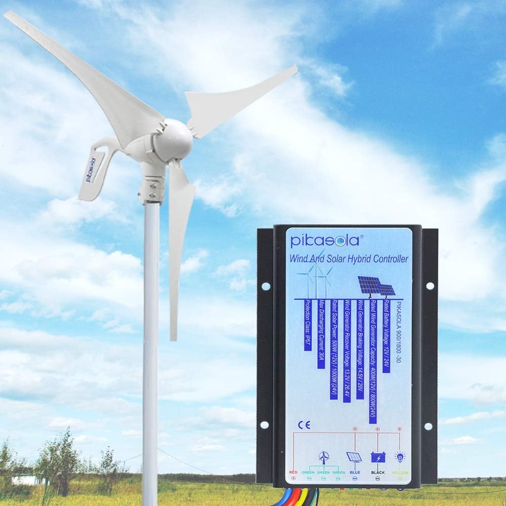 Pikasola Hybrid Wind Controller and Solar Controller for 12V/24V Battery Auto, 30A Hybrid Charge Controller for Off Grid Max 800W Wind Turbine Charge and 1000W Solar Panel with MCT Charging Function. : Garden & Outdoor