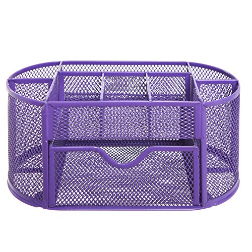 MyGift Purple Metal Wire Mesh Office Supplies Desk Organizer Caddy with