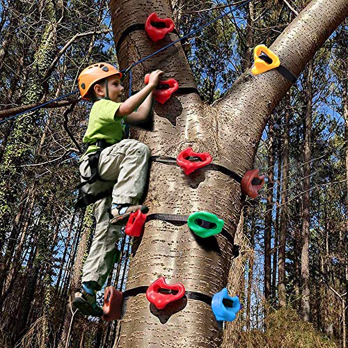 Newtion 18 Ninja Tree Climbing Holds and 6 Ratchet Straps for Kids and