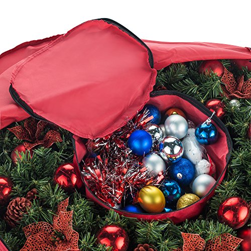 Tiny Tim Totes 83-DT5578 Premium Holiday Christmas Bag with Bonus Center Storage | 36" Wreaths, inch, Red