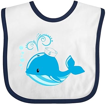 Amazon Com Inktastic Cute Blue Whale In Nautical Hat Baby Bib