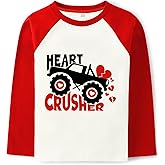 Sineeko Toddler Boys Girls Valentine's Shirt Raglan Long Sleeve Tees Truck Hearts Kids Tops 2-7 Years