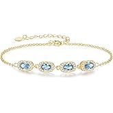 GexTyde Birthstone Bracelets for Women, Gold Trendy Dainty Link Bracelet Jewelry Birthday Christmas Day Gifts for Women Girlfriend Friend Her Mom Wife