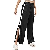LOMON Womens Tear Away Pants Sides Full Open Sweatpants Double Slider Zip Off Post Surgery Pant with Pockets