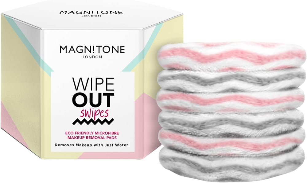 Magnitone Wipe Out Swipes Microfibre Makeup Removal Pads 6 Pack Eco Friendly