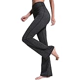 ChinFun Bootcut Wide Leg Yoga Pants with Pockets for Women Bootleg High Waist Workout Tummy Control Flare Work Pants