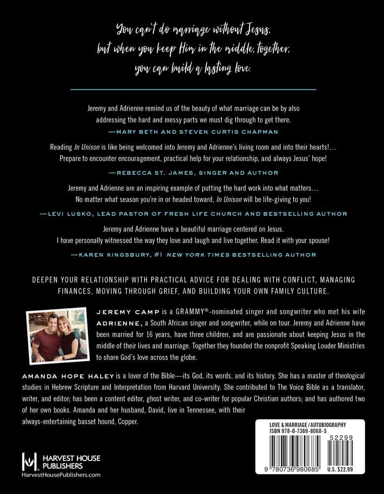 In Unison The Unfinished Story Of Jeremy And Adrienne Camp Camp Jeremy Camp Adrienne Haley Amanda Hope 9780736980685 Books Amazon Ca