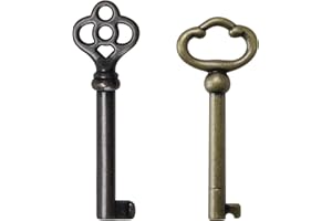VIDABTE KY-2AB and KY-3AB Skeleton Key, Hollow Barrel Skeleton Keys, Antique Brass Keys, Antique Key for Vintage Furniture and Locks