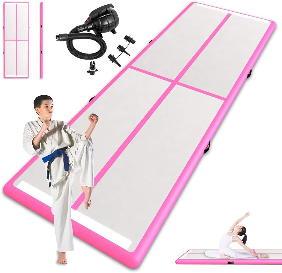 Niome 10ft/20ft/26ft Inflatable Gymnastics Air Track Tumbling Mat Waterproof Airtrack Mats for Home Use/KidsTraining/Cheerleading/Yoga/Water w/Pump