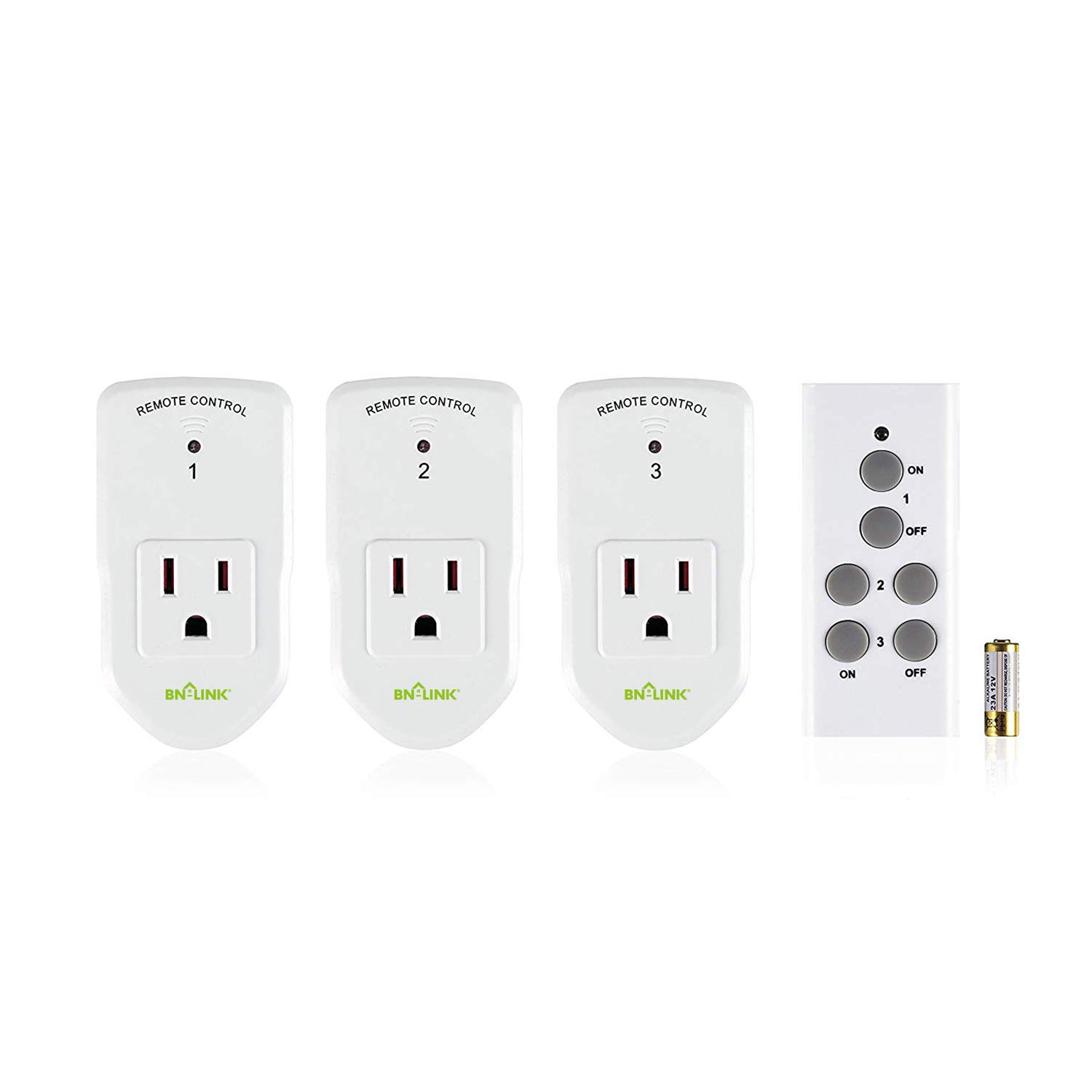 BN-LINK Wireless Remote Control Electrical Outlet Switch for Lights, Fans, Christmas Lights, Small Appliance, Long Range White (Learning Code, 3Rx-1Tx) 1200W/10A: Industrial & Scientific