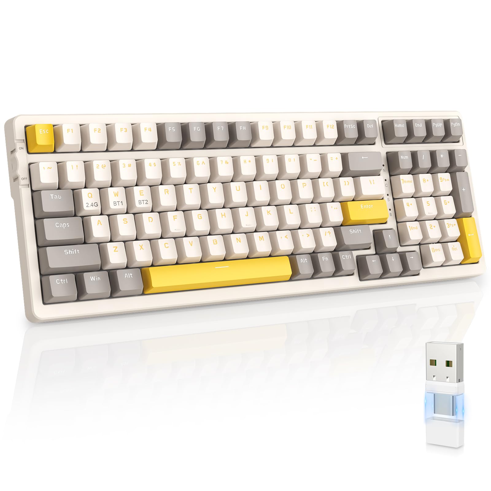 MAGIC-REFINER RK96 Wireless Mechanical Keyboard, Apex Pro TKL Gaming Keyboard, 2.4Ghz/Bluetooth 5.0 Dual Mode 2-in-1 Receiver 100 Key Hot Swap MX Keyboard Linear Red Switch for PC/MAC/Tablet — image 1