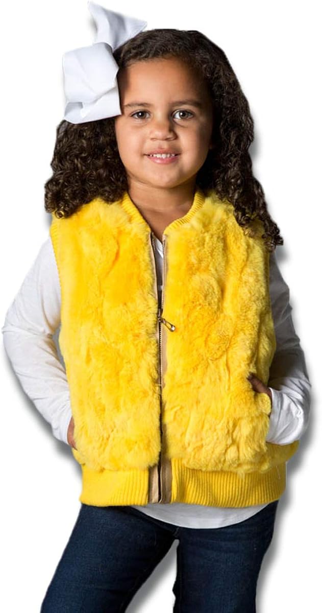 Yellow fur vest Clearance