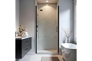 Botwinkle Pivot Shower Door 34-35.2" W x 72" H, Frameless Pivot Shower Door, 1/4"(6mm) SGCC Tempered Glass Shower Door, Matte Black Finish, 304 Stainless Steel Hardware