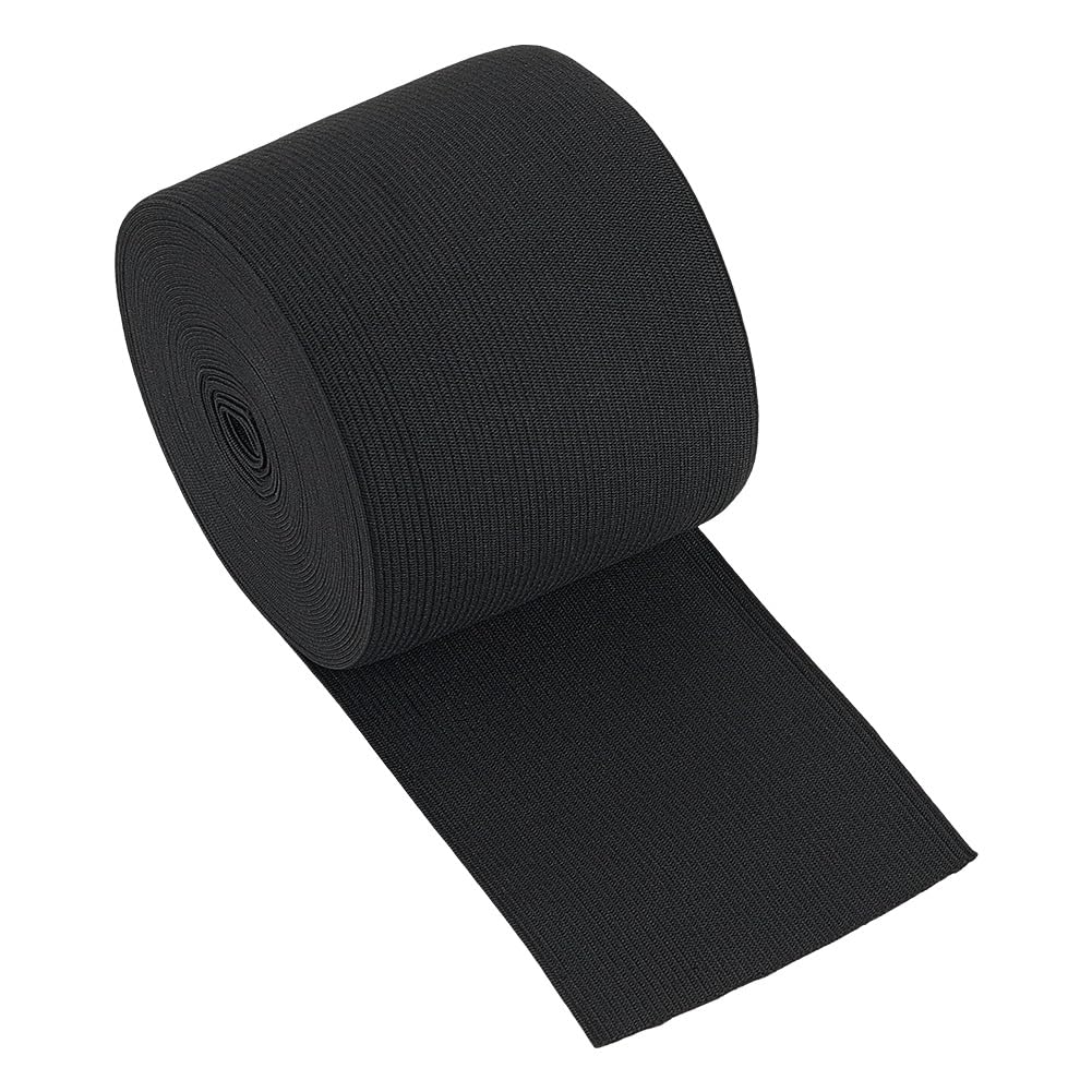 BENECREAT 8.5 Yards/8 Meters 80mm Wide Knit Elastic Band Flat Stretch Elastic Band for DIY Sewing Project Waist Band Making, Black