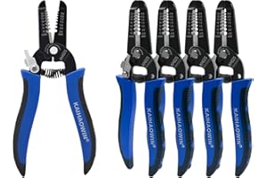 KAIHAOWIN 5 Pack Wire Stripper and Cutter with Safety Lock and Spring Loaded Professional Stripping Pliers Electrican Tool Small Gauge for 10-22 AWG Stranded Wire
