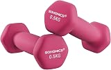 SONGMICS Set of 2 Dumbbells 0.5 kg Neoprene Coated Hex Pink SYL61PK