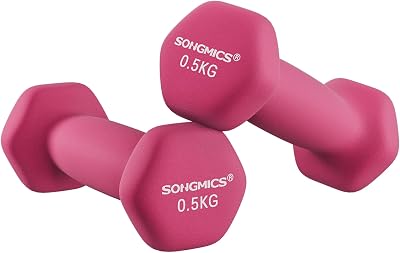 SONGMICS Set of 2 Dumbbells 0.5 kg Neoprene Coated Hex Pink SYL61PK