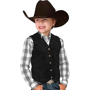 Retro Kids Boys Cowboy Vest Vintage Faux Suede Leather Outerwear Western | Cowgirls Sleeveless Casual Slim Fit Waistcoats