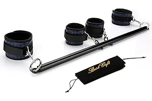 SOVYIME Black Adjustable Spreader Bar Set with 4 Adjustable PU Pink Straps Sports Training Fitness Gear Home Indoor Gyms