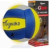 Toowaka Light up Beach Volleyball,Official Size Glow in The Dark Youth Volleyball, Bright with LED Lights Pre-Installed,Batteries Included