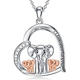 Lypic Mom Necklace 925 Sterling Silver Mama Elephant/Sloth/Wolf/Bear Pendant Necklace with 1-5 Cubs Mothers Day Gifts Jewelry for Women