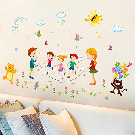 Zybkog Pegatinas De Pared Ninos Felices De La Infancia Jugando