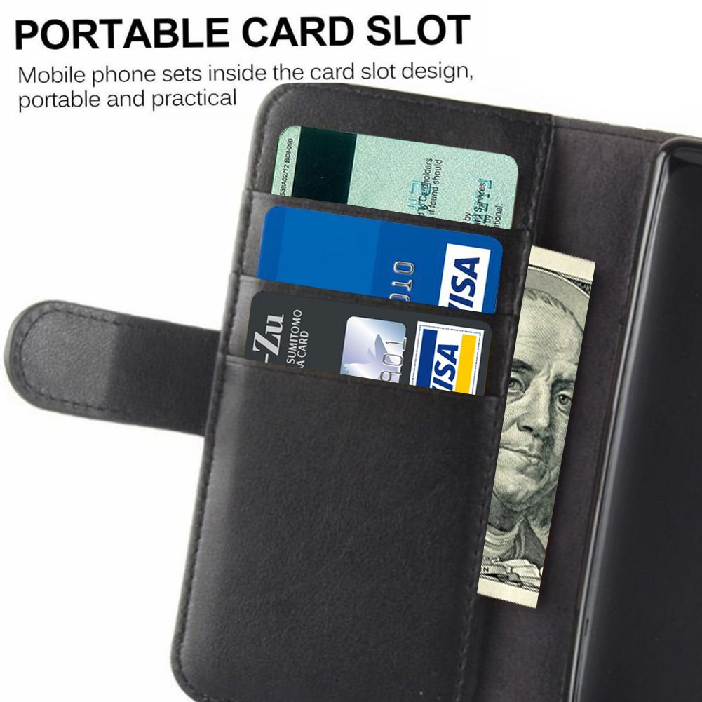 Samsung Galaxy S9 Plus Wallet Case Waterproof, PRODELI Slim Genuine Leather Folio Flip Phone Case Cover Protective Pouch [Magnetic Clasp Closure] [ID Card & Cash Slot] [Folding Kickstand] (Black)