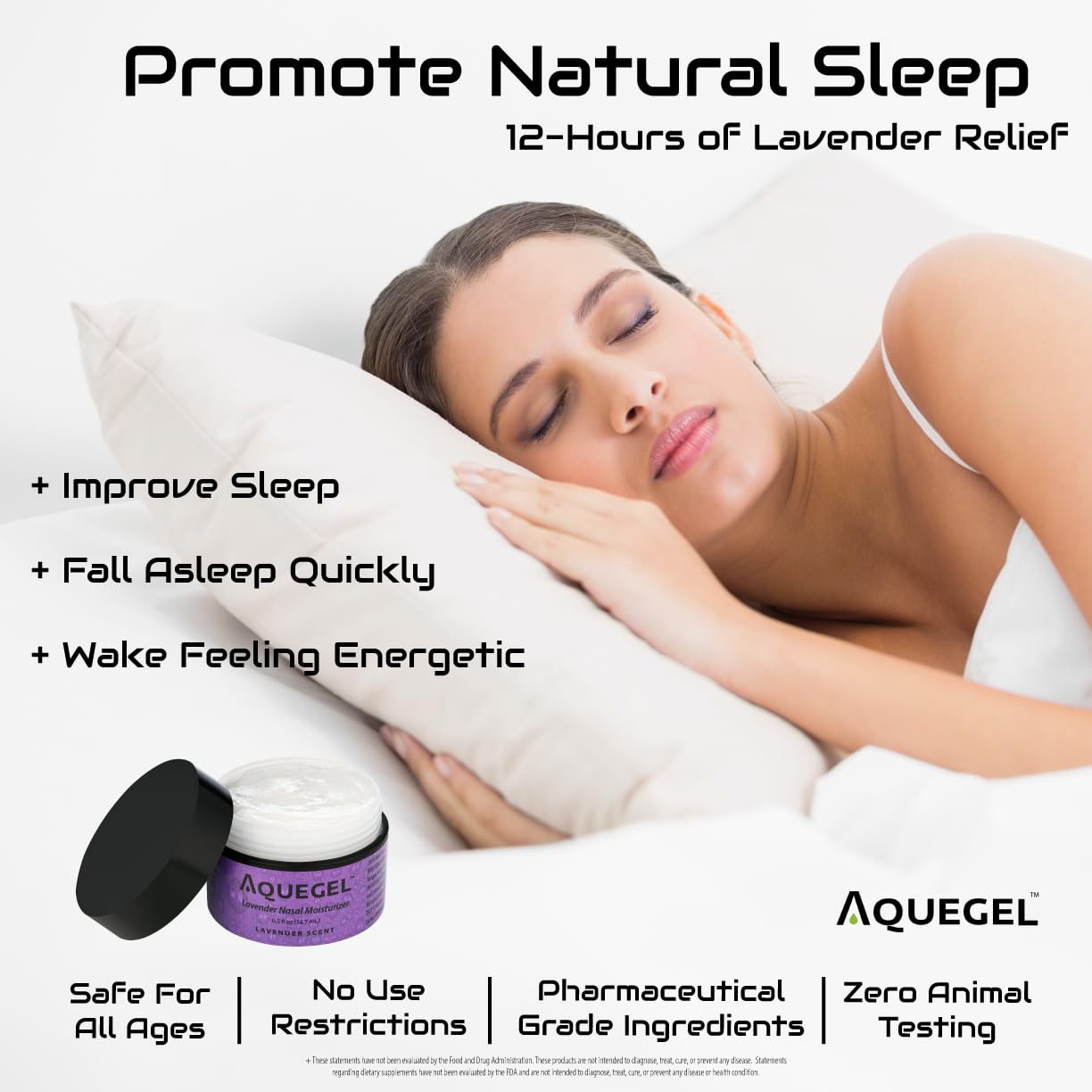 Aquegel Nasal Moisturizer+Lavender (Sleep Easy), 12-Hour Nasal Dryness Relief, Water Based Nose Gel, Oxygen Therapy Nasal Moisturizer, Dry Nose, Nasal Dryness, Nosebleeds, CPAP, Natural Sleep Remedy