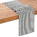 Ling's moment Durable Black and White Striped Table Runner 12