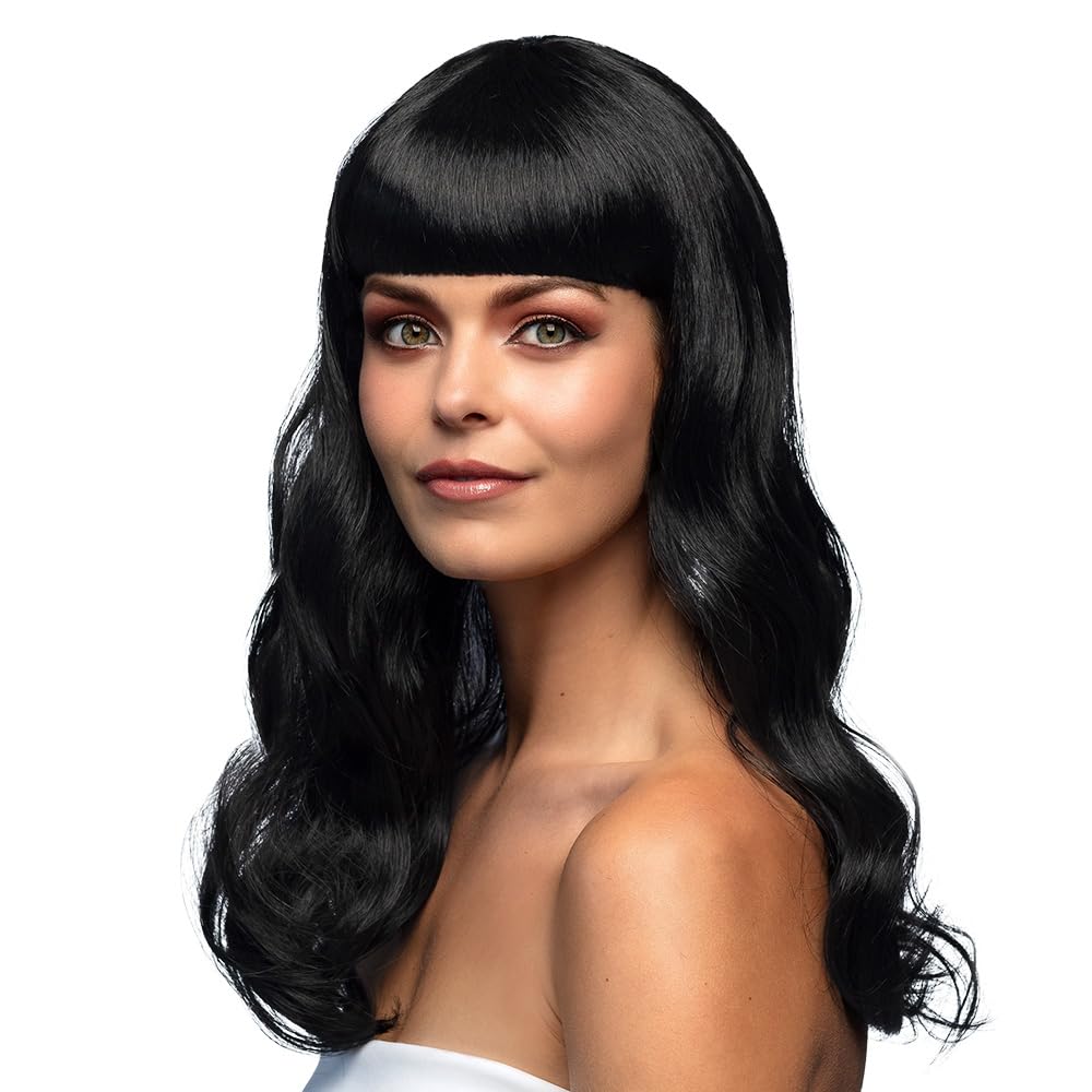Boland 85865 – Chic Wig Black, Long Hair Straight, Unisex, with Bangs, Shiny, Carnival, Halloween, Fancy Dress, Theme Party, Fancy Dress, Theatre