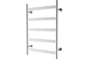HEATGENE Towel Warmer 5 Flat Bar Towel Dryer Wall-Mounted Plug-in Bath Towel Heater - Mirror Polish