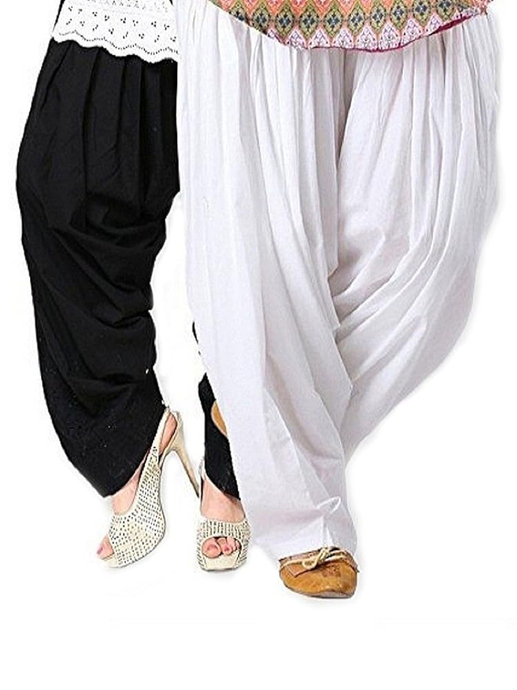 pistaa's women's cotton patiala salwar(cspsblkmw_black_free size)