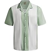 Hardaddy Men's Camp Collar Retro Vintage Bowling Button Down Shirt with Pocket Casual Short Sleeve Beach Shirts Summer