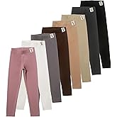 Chicduo 8 Pack Girls Leggings Yoga Pants for Girls Full Length Stretchy Pants Toddler Kids Solid Basic Leggings